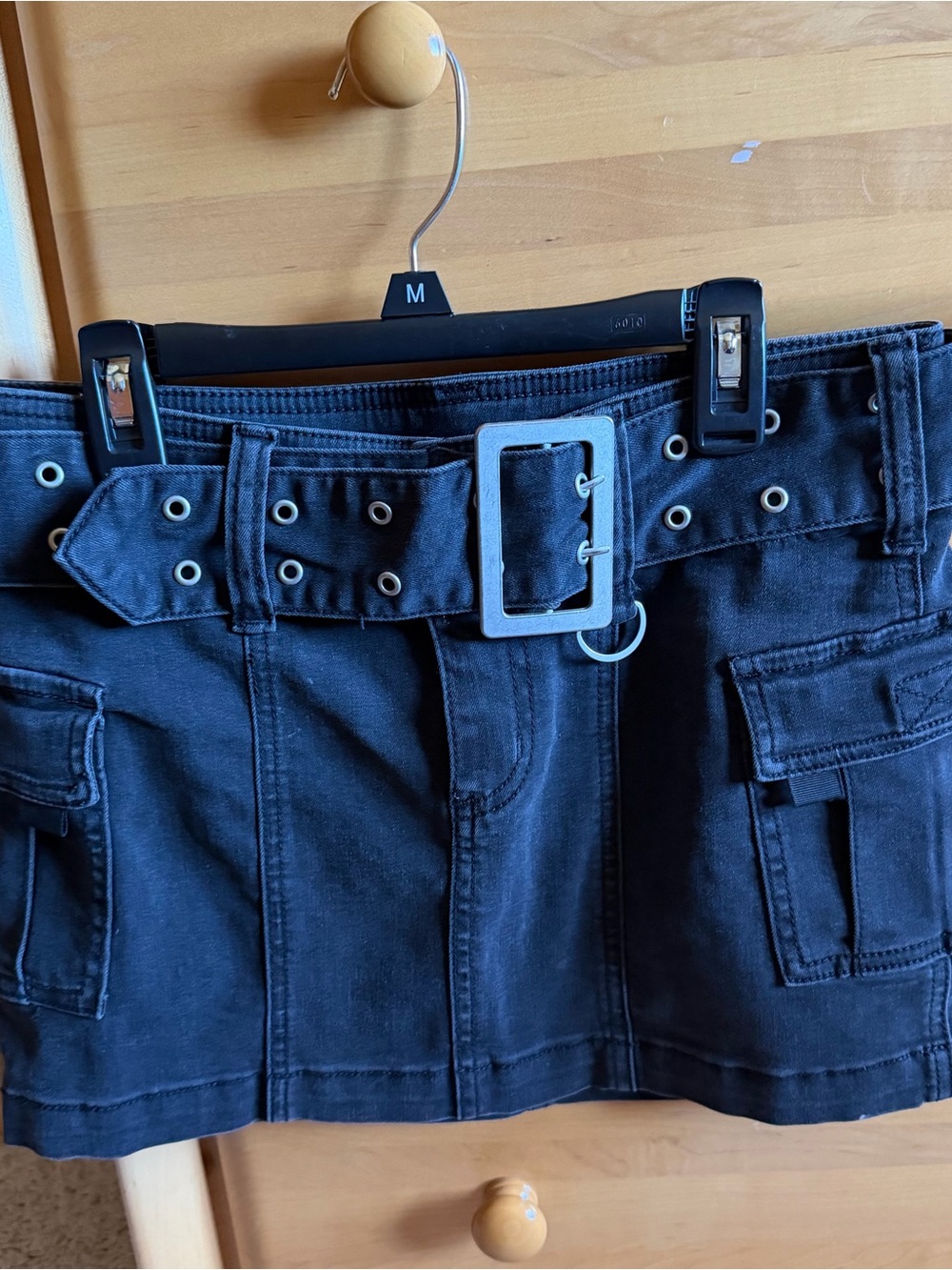 Urban Outfitters Black Cargo Mini Skirt with Grommet Belt